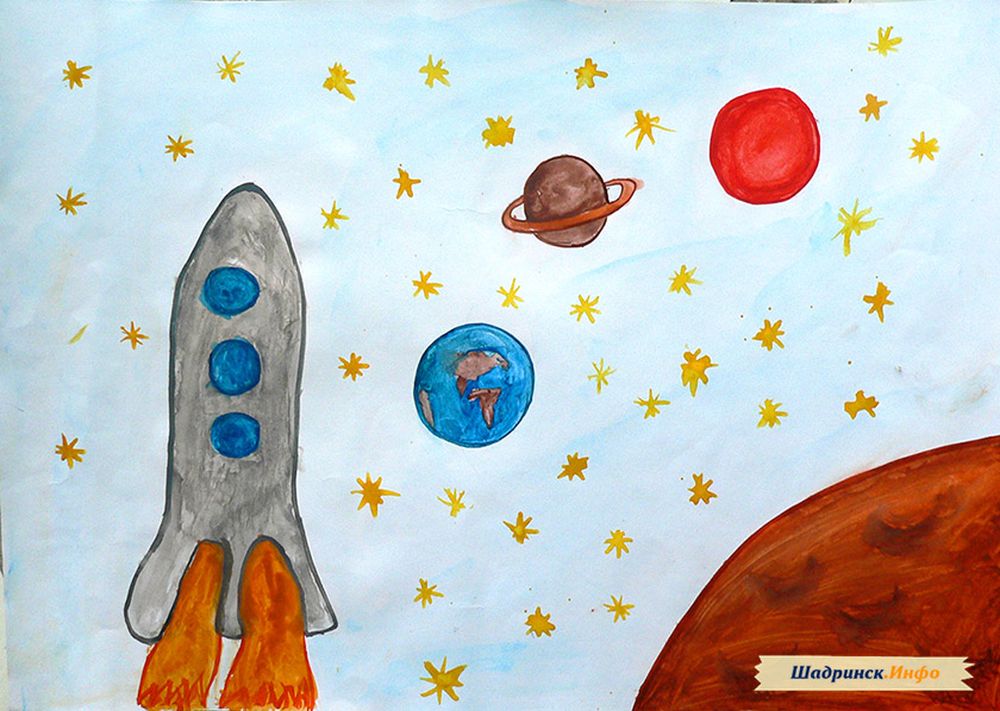 Про космос первый класс. Рисование для детей космос. Рисунок ко Дню космонавтики. Детские рисунки на тему космонавтики. Рисование на тему космос в детском саду.